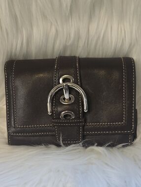 Coach Womens Soho Buckle Wallet Brown Leather Vintage